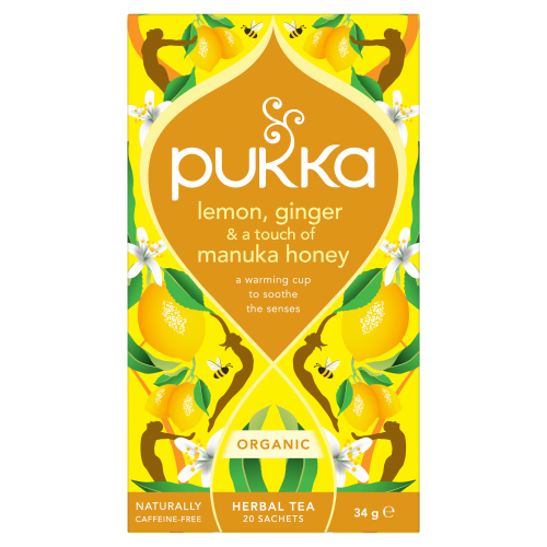 PUKKA ORGANIC TEA LEMON, GINGER & A TOUCH OF MANUKA HONEY 20'S 34G