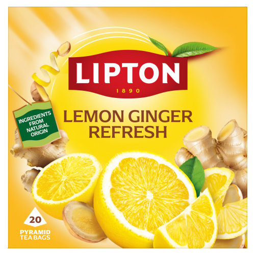 LIPTON LEMON GINGER REFRESH PYRAMID TEA BAGS 20S 34G