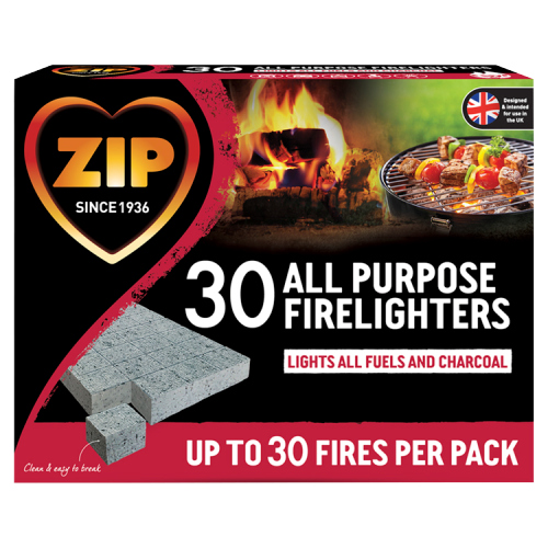 ZIP FIRELIGHTERS BLOCK 30PK