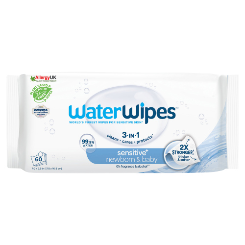 WATERWIPES SENSITIVE NEWBORN BIODEGRADABLE BABY WIPES 60PK