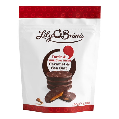 LILY O'BRIEN'S DARK/MILK CARAMEL SEA SALT BAG 100G