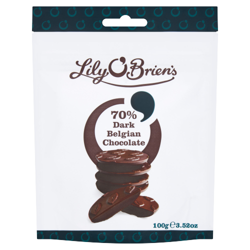 LILY O'BRIEN'S 70% DARK BELGIAN CHOCOLATE 100G