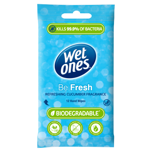 WET ONES BE FRESH BIODEGRADABLE WIPES 12S