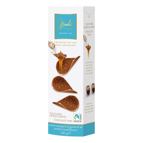 HAMLET CARAMEL SEASALT FLAVOUR MILK CHOCOLATE THINS 100G