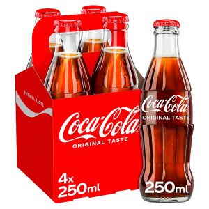 COKE 4PK GLASS 250ML