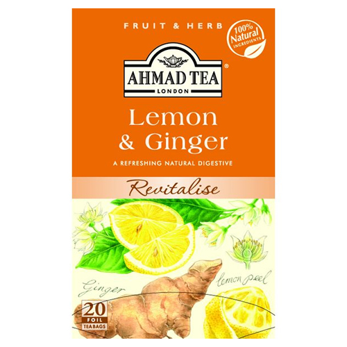 AHMAD TEAS LEMON & GINGER INFUSION 20 TEA BAGS