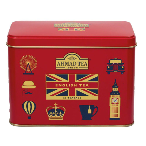 AHMAD TEAS RED LONDON ICON CADDY 30 ENGLISH BREAKFAST TEA BAGS 40G