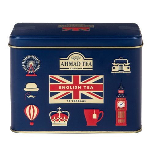 AHMAD TEAS BLUE LONDON ICON CADDY 20 ENGLISH BREAKFAST TEA BAGS 40G