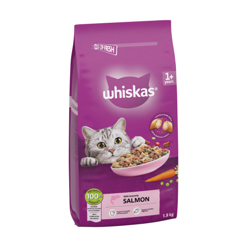 WHISKAS 1+ SALMON ADULT DRY CAT FOOD 1.9KG