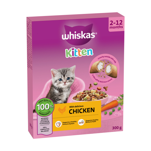 WHISKAS 2-12 MONTHS COMPLETE CAT DRY WITH CHICKEN 300G