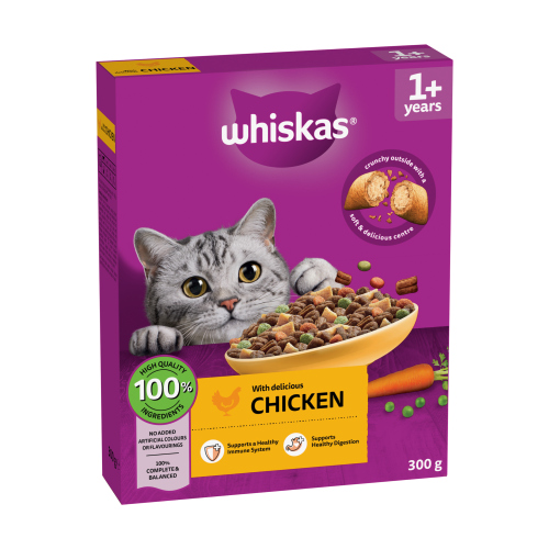 WHISKAS 1+ CAT COMPLETE DRY WITH CHICKEN 300G