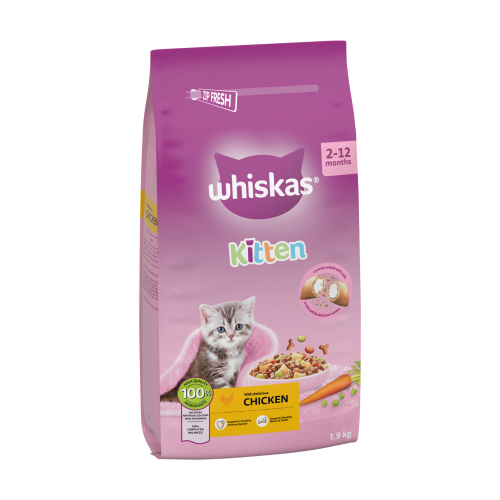 WHISKAS 2-12 MONTHS CAT COMPLETE DRY WITH CHICKEN 1.9KG