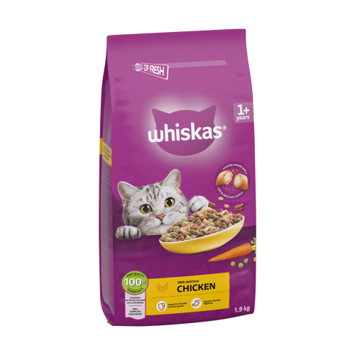 WHISKAS 1+ CAT COMPLETE DRY WITH CHICKEN 1.9KG