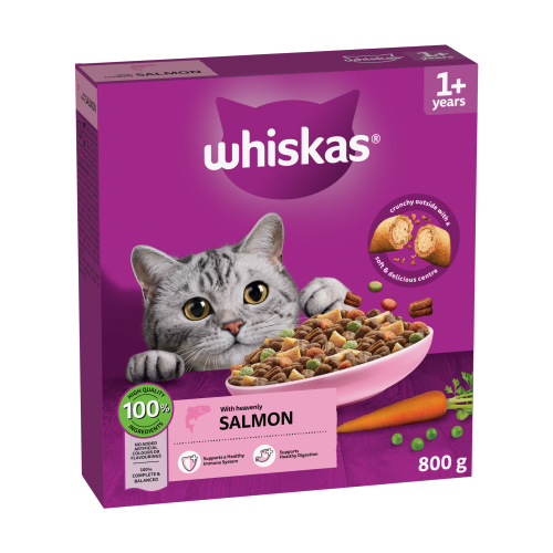 WHISKAS 1+ CAT COMPLETE DRY WITH SALMON 800G