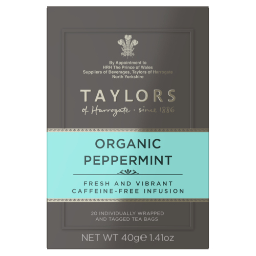 TAYLORS OF HARROGATE 20 ORGANIC PEPPERMINT TEA BAGS 40G