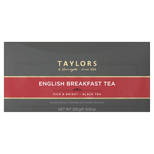 TAYLORS OF HARROGATE ENGLISH BREAKFAST TEA 100 TEA BAGS 250G