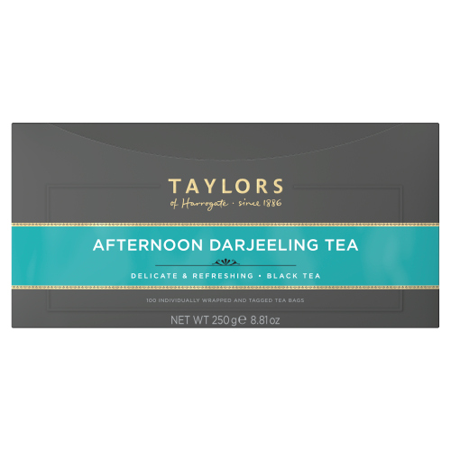 TAYLORS OF HARROGATE AFTERNOON DARJEELING TEA 100 TEA BAGS 250G