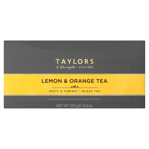 TAYLORS OF HARROGATE LEMON & ORANGE TEA 100 TEA BAGS 250G