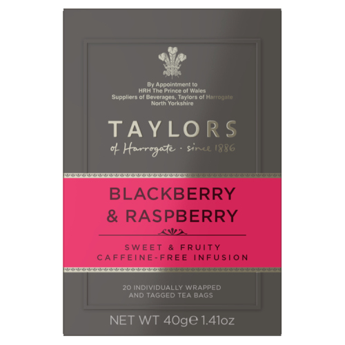TAYLORS OF HARROGATE BLACKBERRY & RASPBERRY 20 TEA BAGS 40G