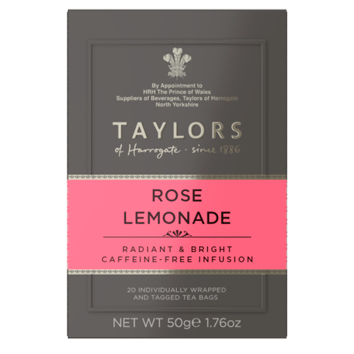 TAYLORS OF HARROGATE 20 ROSE LEMONADE TEA BAGS 50G