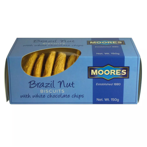 MOORES BRAZIL NUT BISCUITS WITH WHITE CHOCOLATE CHIPS 150G