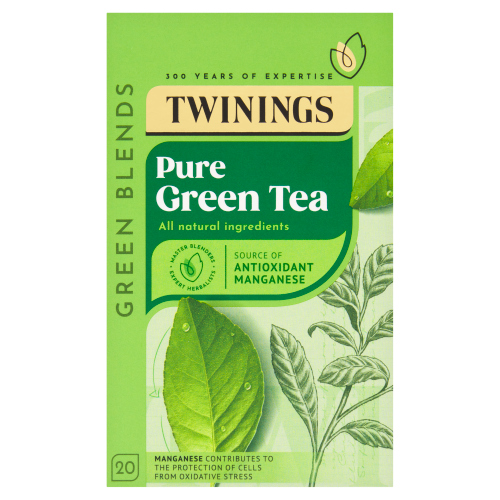 TWININGS PURE GREEN TEA 20 SINGLE TEA BAGS 50G