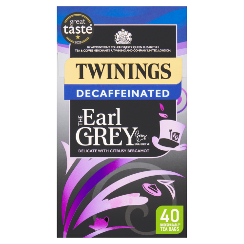 TWININGS EARL GREY DECAFFEINATED 40 TEA BAGS 100G