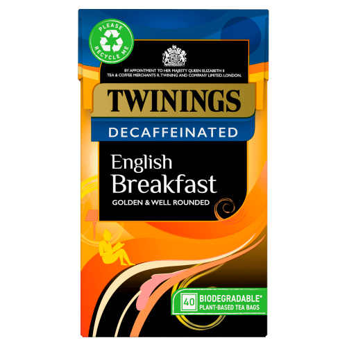 TWININGS ENGLISH BREAKFAST DECAFFEINATED 40 TEA BAGS 109G