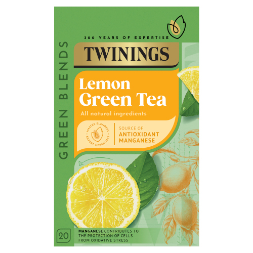 TWININGS LEMON GREEN TEA 20 SINGLE TEA BAGS 40G