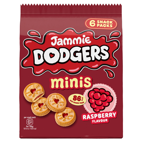 JAMMIE DODGERS MINIS RASPBERRY BISCUITS 6PK 120G