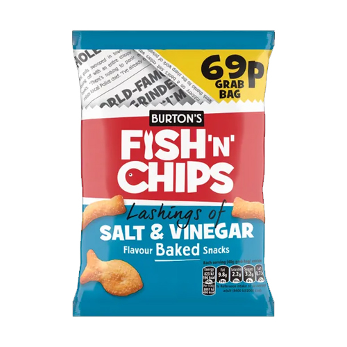 BURTONS FISH 'N' CHIPS LASHINGS OF SALT & VINEGAR  PMP 69P 40G