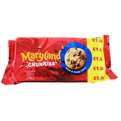 MARYLAND BIG & CHUNKY MILK & DARK CHIP PMP £1.59 144G