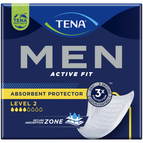 TENA MEN ACTIVE FIT ABSORBENT PROTECTOR LEVEL 2 INCONTINENCE PAD 10PK
