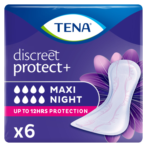 TENA DISCREET MAXI NIGHT PADS 6S