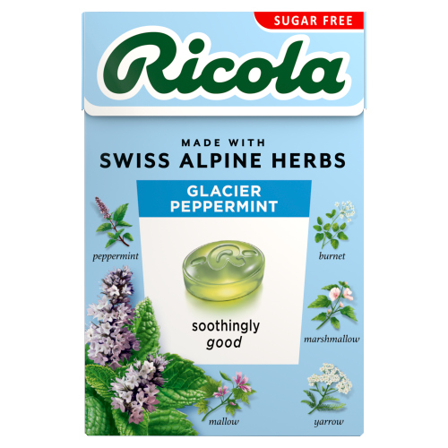 RICOLA GLACIER PEPPERMINT SUGAR FREE 10X 45G
