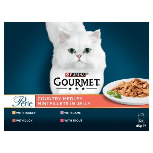 GOURMET PERLE CAT FOOD POUCHES COUNTRY MEDLEY 12X85G