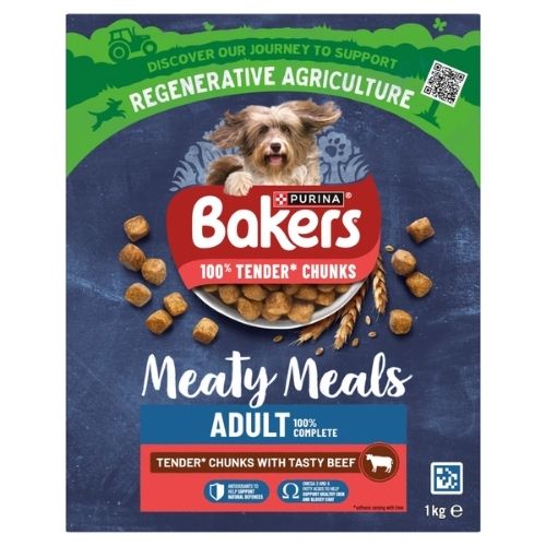 BAKERS MEATY MEALS ADULT BEEF DRY DOG FOOD 1KG