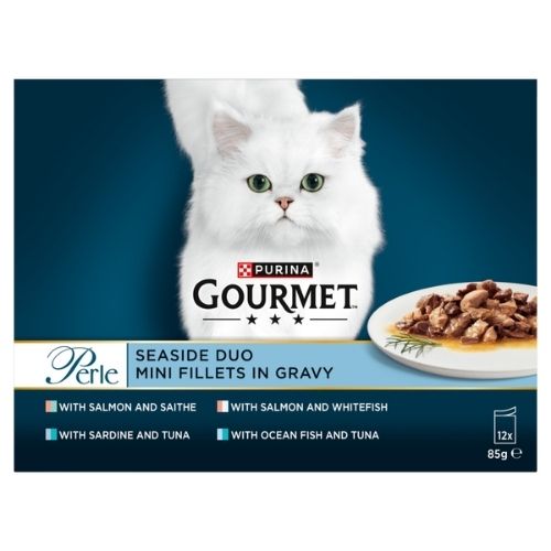 GOURMET PERLE CAT FOOD POUCHES SEASIDE DUO 12PK 85G