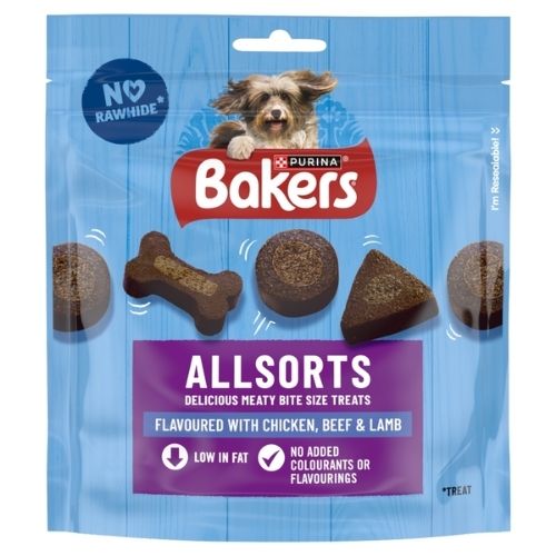 BAKERS DOG TREAT CHICKEN, BEEF AND BEEF ALLSORTS 98G