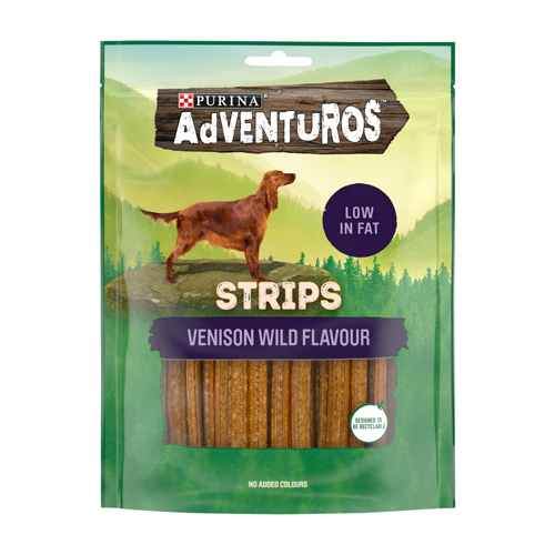 ADVENTUROS STRIPS DOG TREAT VENISON FLAVOUR 90G