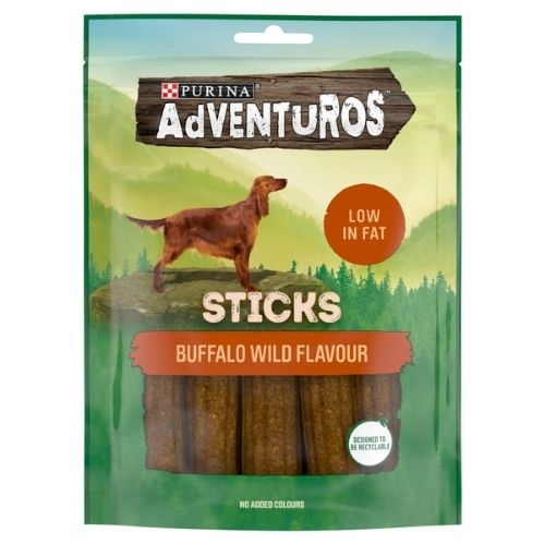 ADVENTUROS STICKS DOG TREAT BUFFALO FLAVOUR 120G
