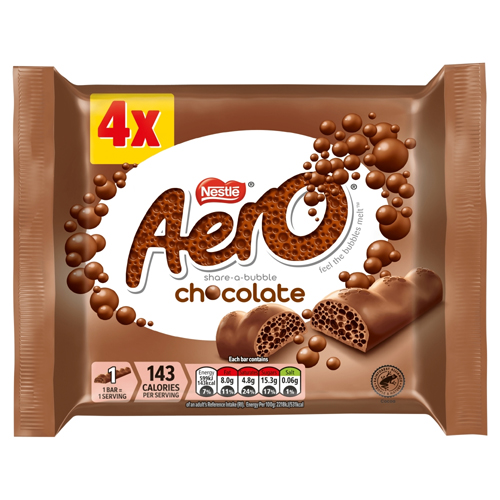 AERO BUBBLY MILK CHOCOLATE BAR 4PK 108G