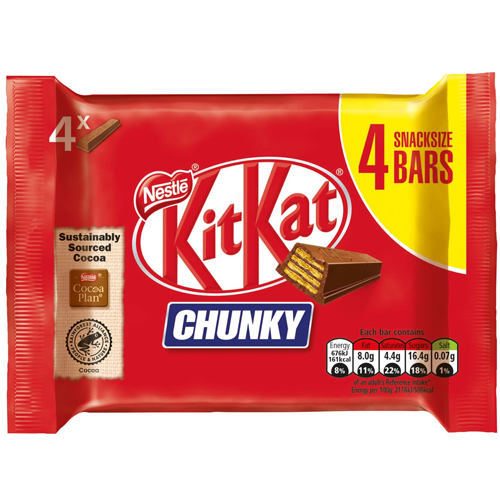 KITKAT CHUNKY CHOCOLATE BAR 4PK 128G