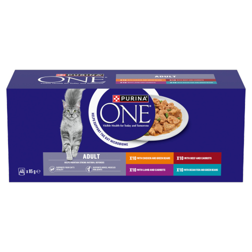 PURINA ONE ADULT CAT FOOD MINI FILLETS IN GRAVY 40PK 85G
