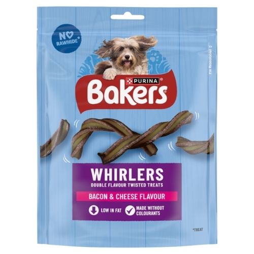 BAKERS DOG TREAT BACON AND CHEESE WHIRLERS 130G