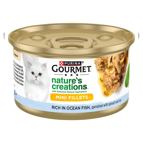 GOURMET NATURE'S CREATION RICH IN OCEAN FISH GARNISHED WITH SPINACH AND RICE 85G