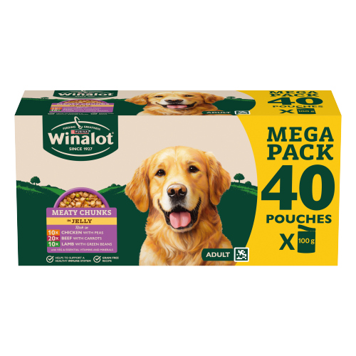 WINALOT ADULT DOG FOOD POUCH MIXED IN JELLY 40X 100G