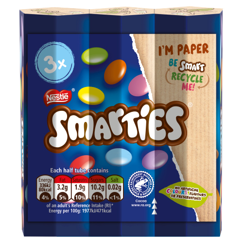SMARTIES MILK CHOCOLATE TUBE 3PK 102G