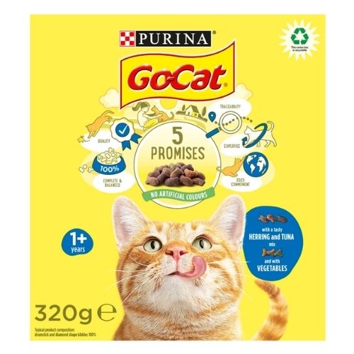 GO-CAT WITH HERRING AND TUNA MIX WITH VEGETABLES DRY CAT FOOD 320G