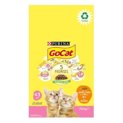 GO-CAT KITTEN DRY CAT FOOD CHICKEN MILK & VEGETABLE 750G